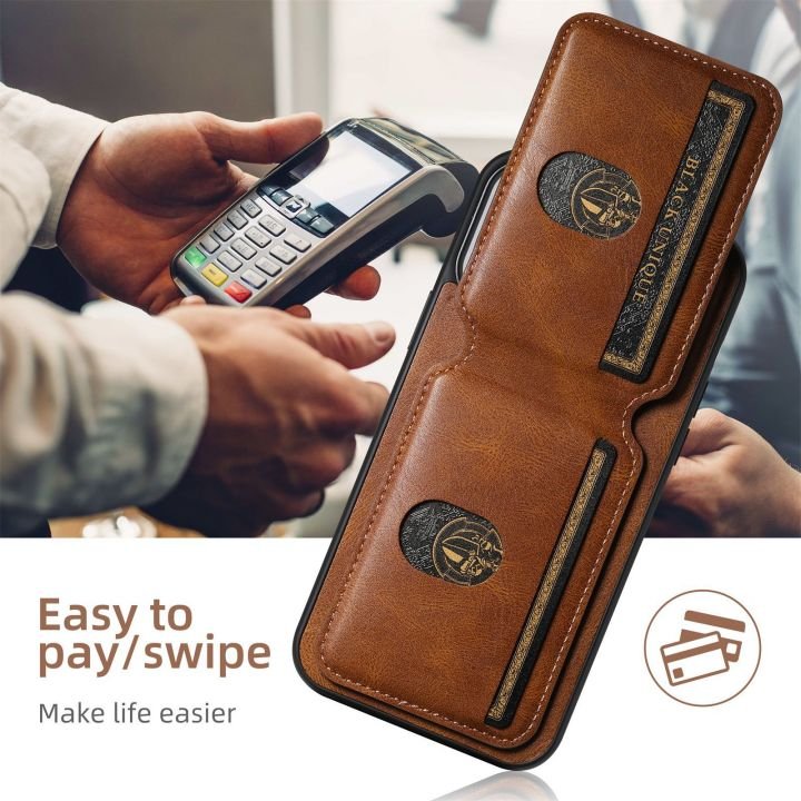 Business Folding Holder Wallet Leather Mobile Phone Case For iPhone 15 14 pro max back cover for samsung Galaxy A54 A14 5G