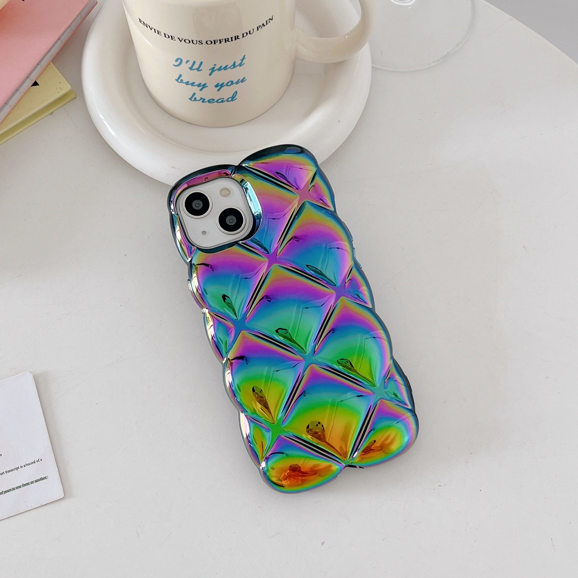 Electroplate Colorful Rhombus Ornamental Decor Phone Back Cover Simple Ins Korean Girly Cell Phone Case For Google Pixel 3 4 5
