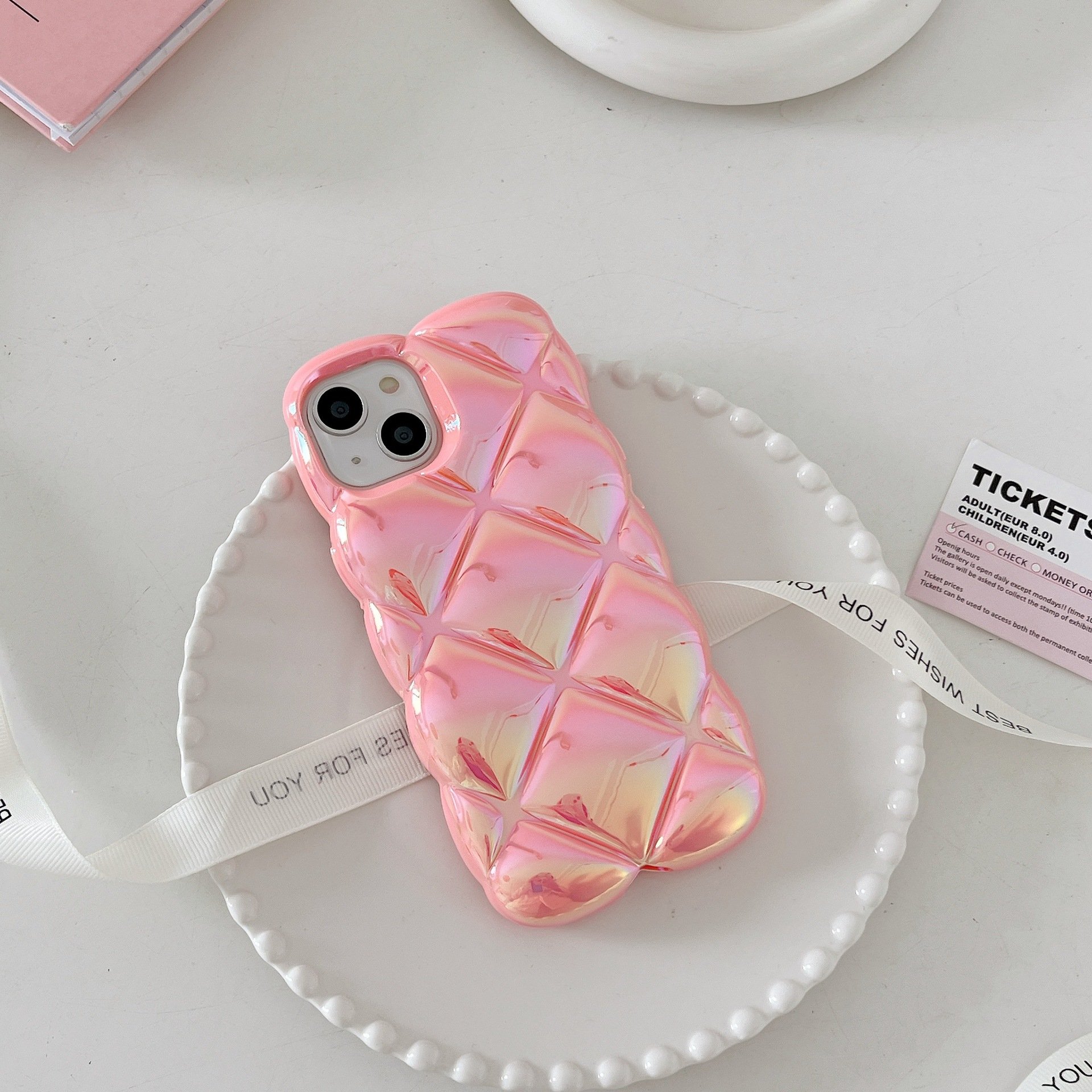 Electroplate Colorful Rhombus Ornamental Decor Phone Back Cover Simple Ins Korean Girly Cell Phone Case For Google Pixel 3 4 5