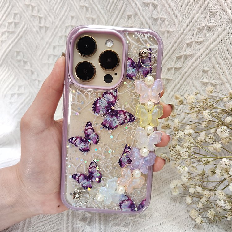 Product manufacturer unique butterfly lanyard chain mobile phone cases for ZTE balde A52 A51 A31 plus