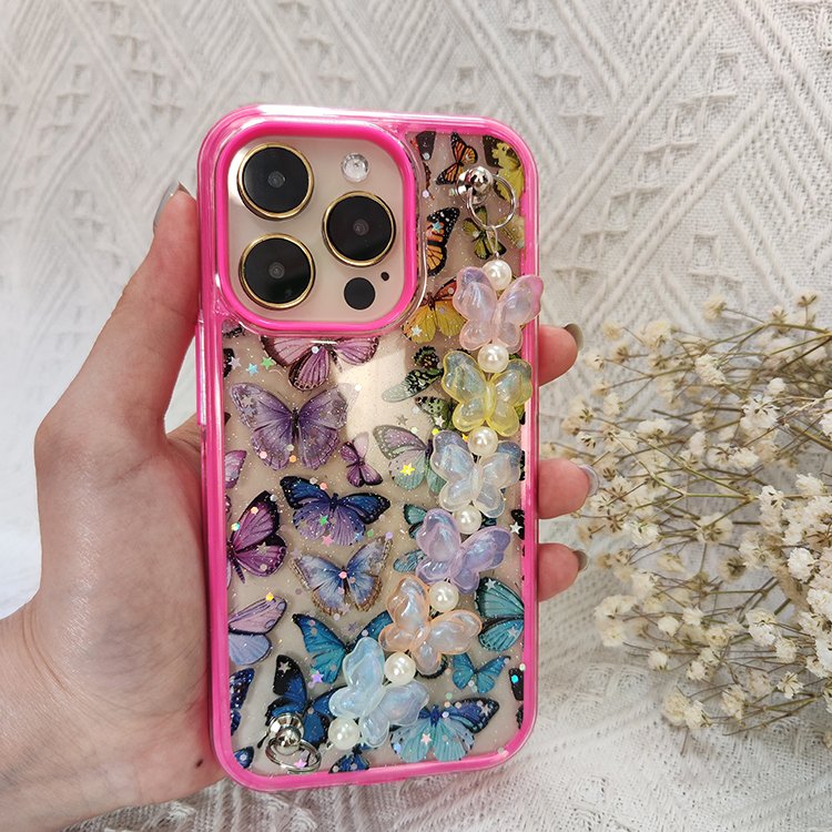 Product manufacturer unique butterfly lanyard chain mobile phone cases for ZTE balde A52 A51 A31 plus