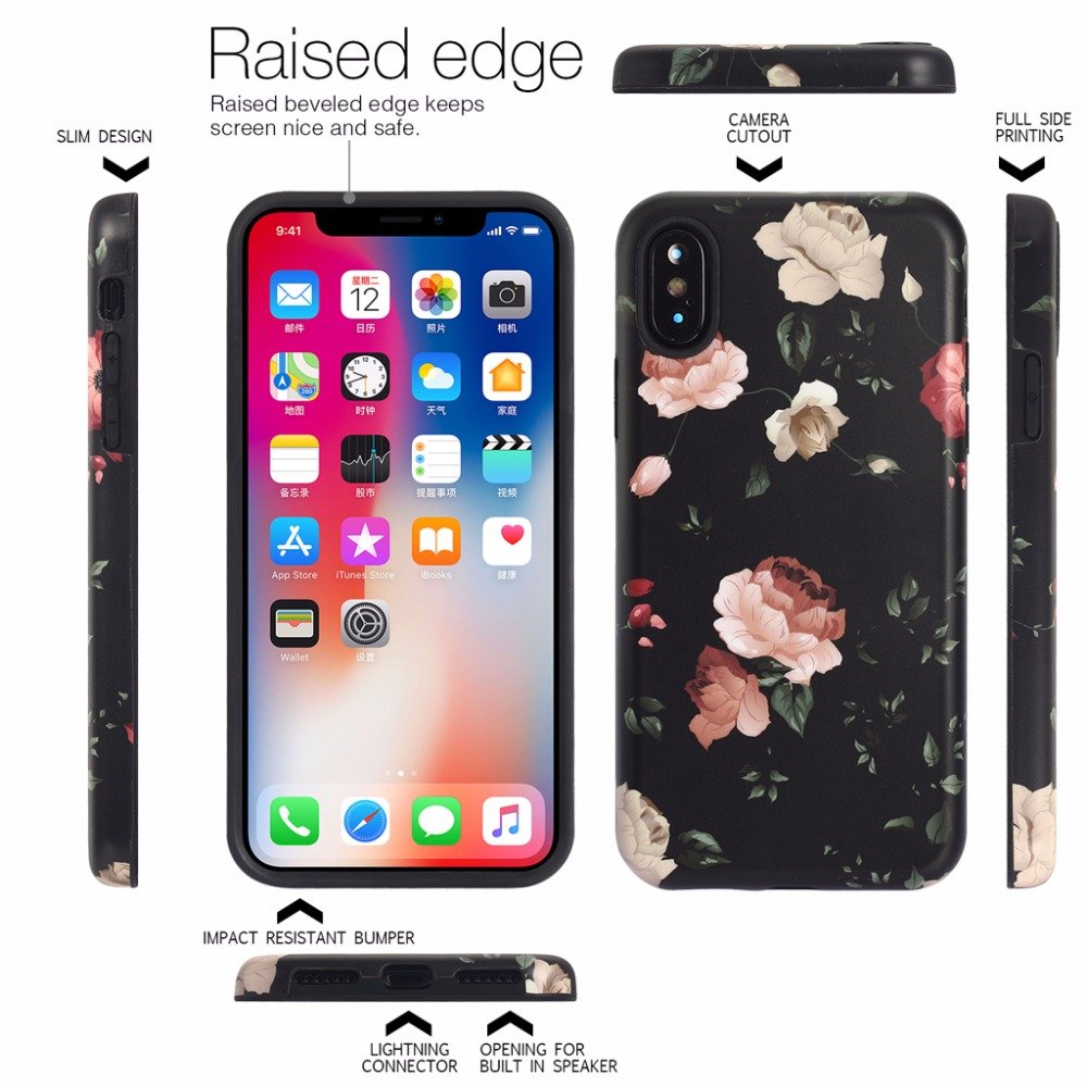 Rose Flower Soft TPU Phone Case For iPhone X Casing , Mobile Phone Case For iPhone X