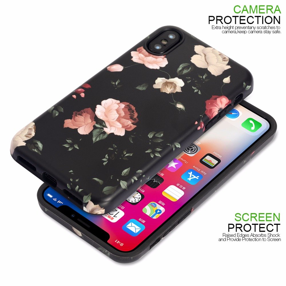 Rose Flower Soft TPU Phone Case For iPhone X Casing , Mobile Phone Case For iPhone X