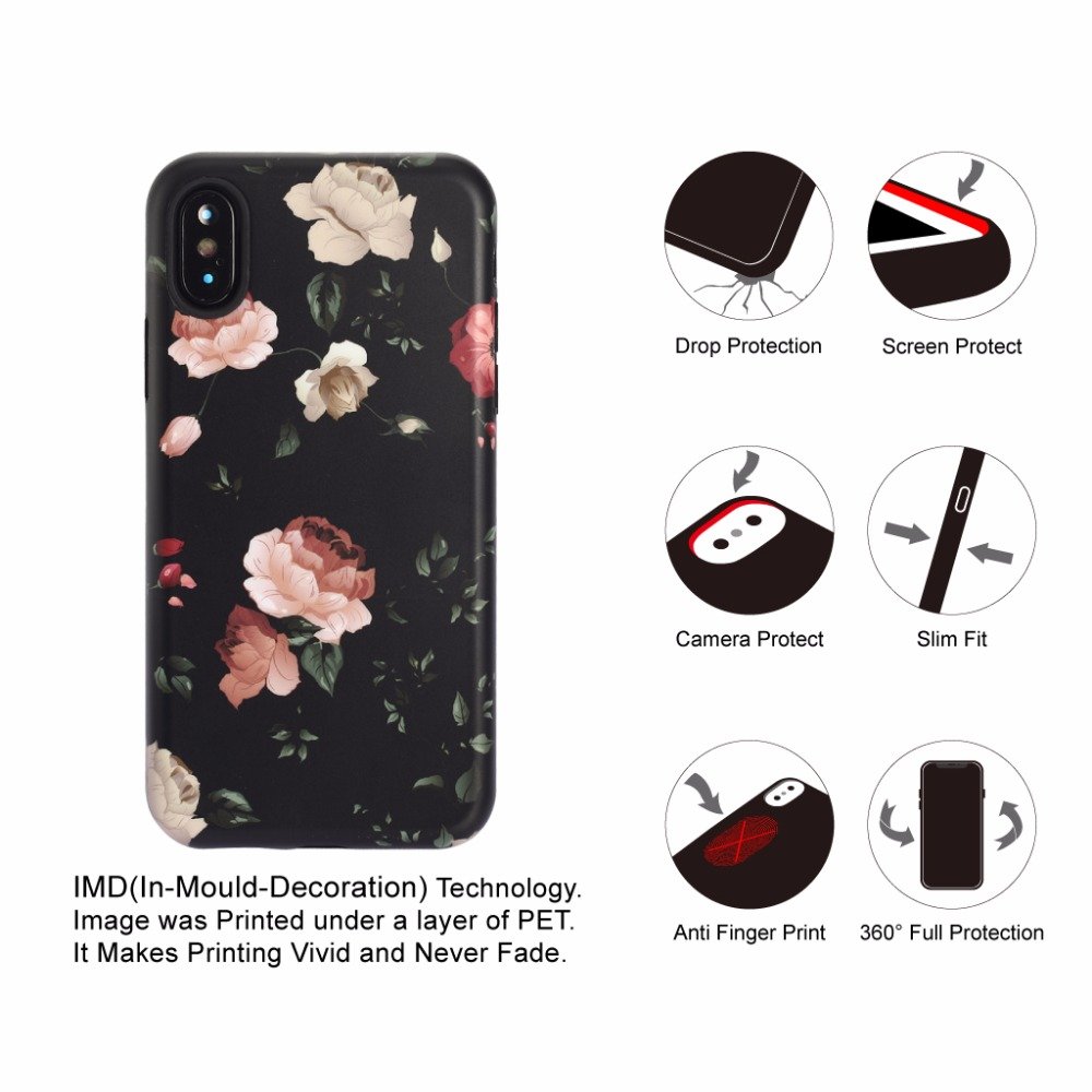 Rose Flower Soft TPU Phone Case For iPhone X Casing , Mobile Phone Case For iPhone X
