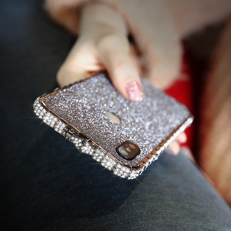 Luxury Diamond Back Cover Beautiful Ladies TPU Gold Mobile Phone Case For iPhone 14 13 12 11 Pro Max X XR XS Max with Back Film