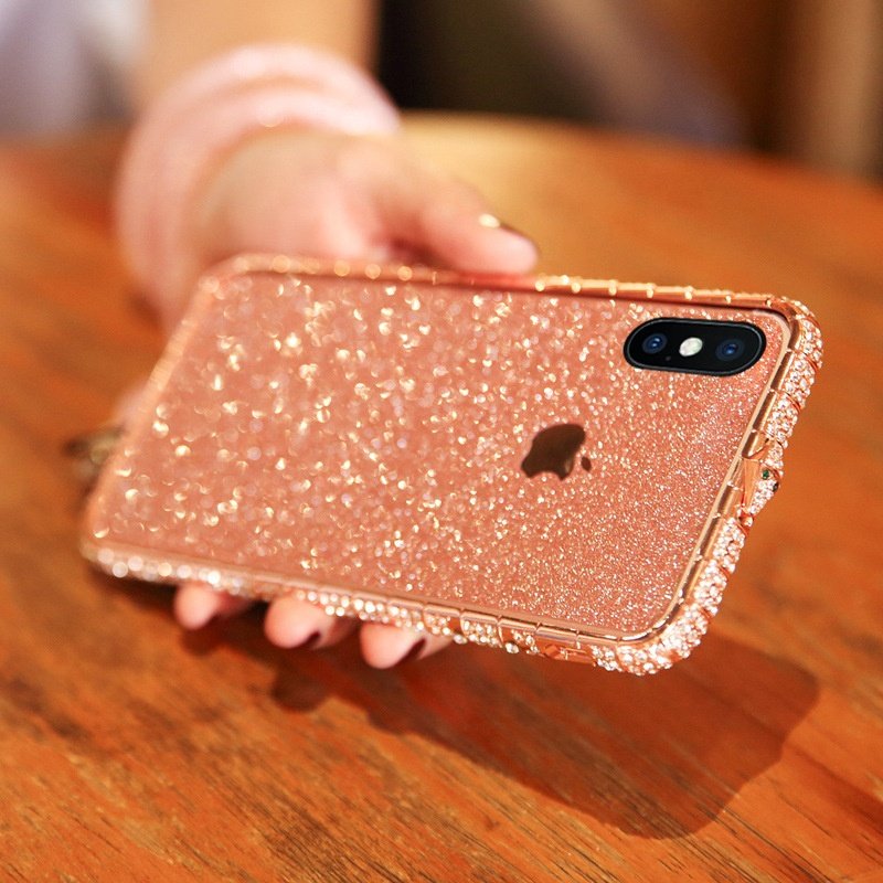 Luxury Diamond Back Cover Beautiful Ladies TPU Gold Mobile Phone Case For iPhone 14 13 12 11 Pro Max X XR XS Max with Back Film
