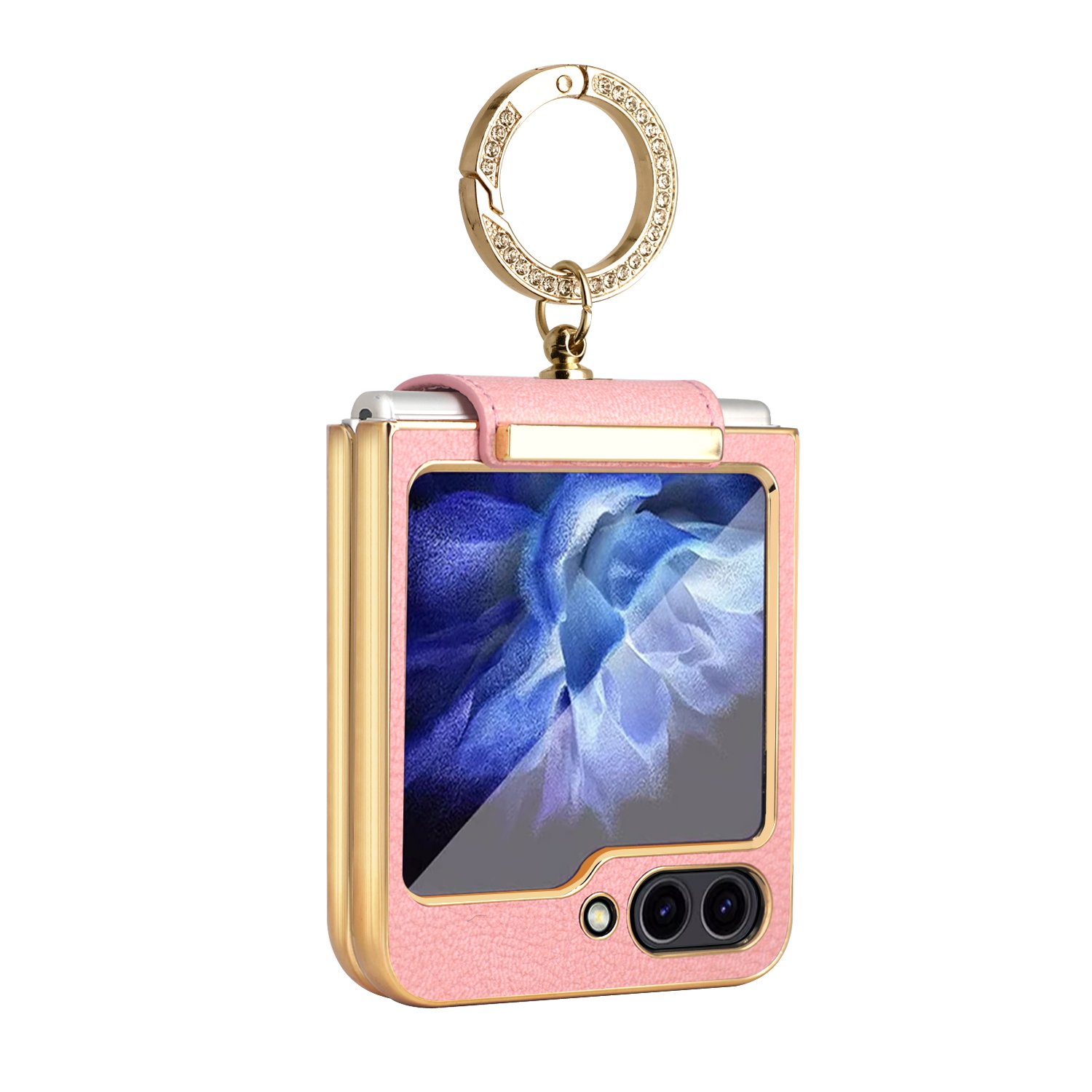 VIETAO purple leather phone cover for Samsung z flip 5 ring case Folding Mobile Phone Case with finger ring For Samsung Z Flip 5