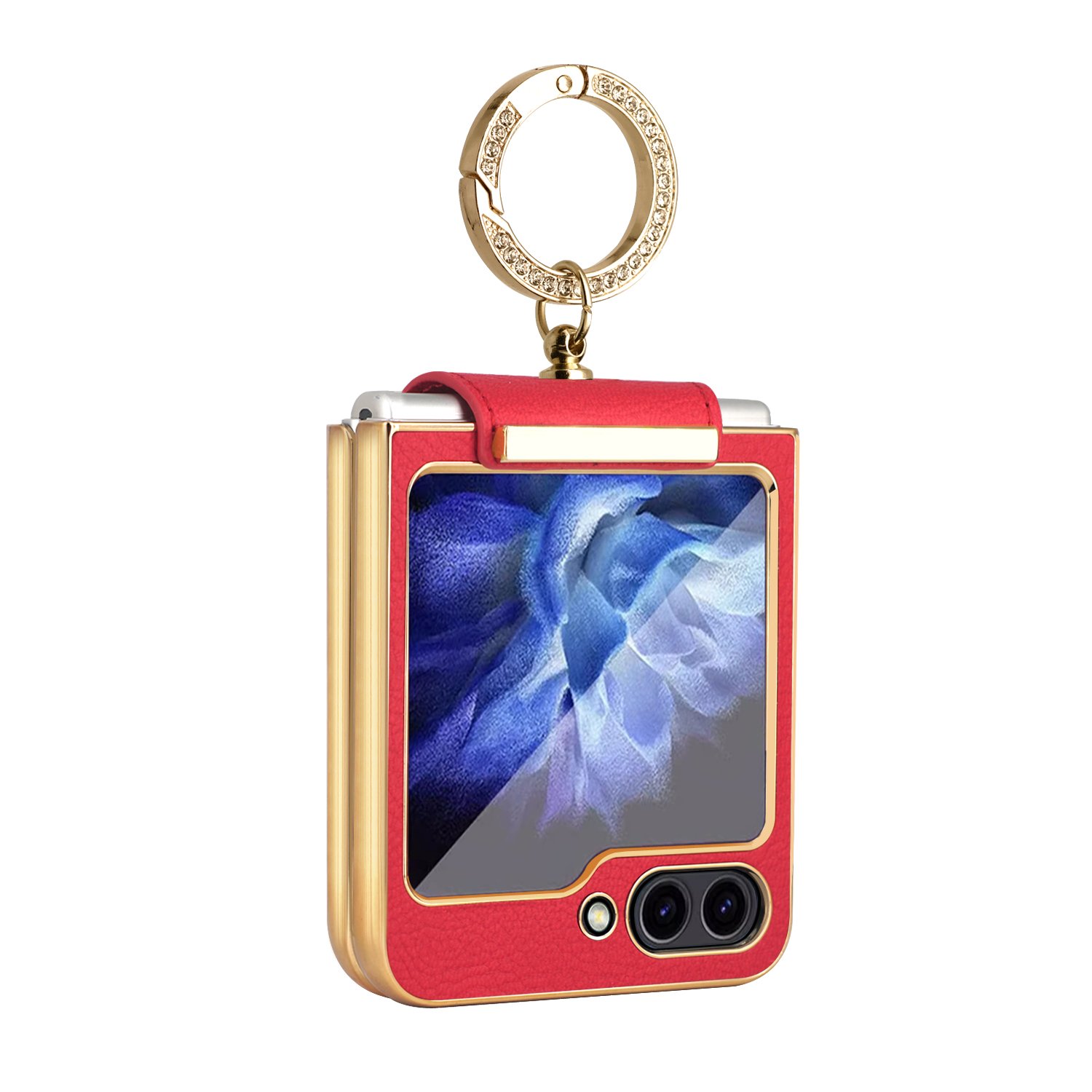 VIETAO purple leather phone cover for Samsung z flip 5 ring case Folding Mobile Phone Case with finger ring For Samsung Z Flip 5