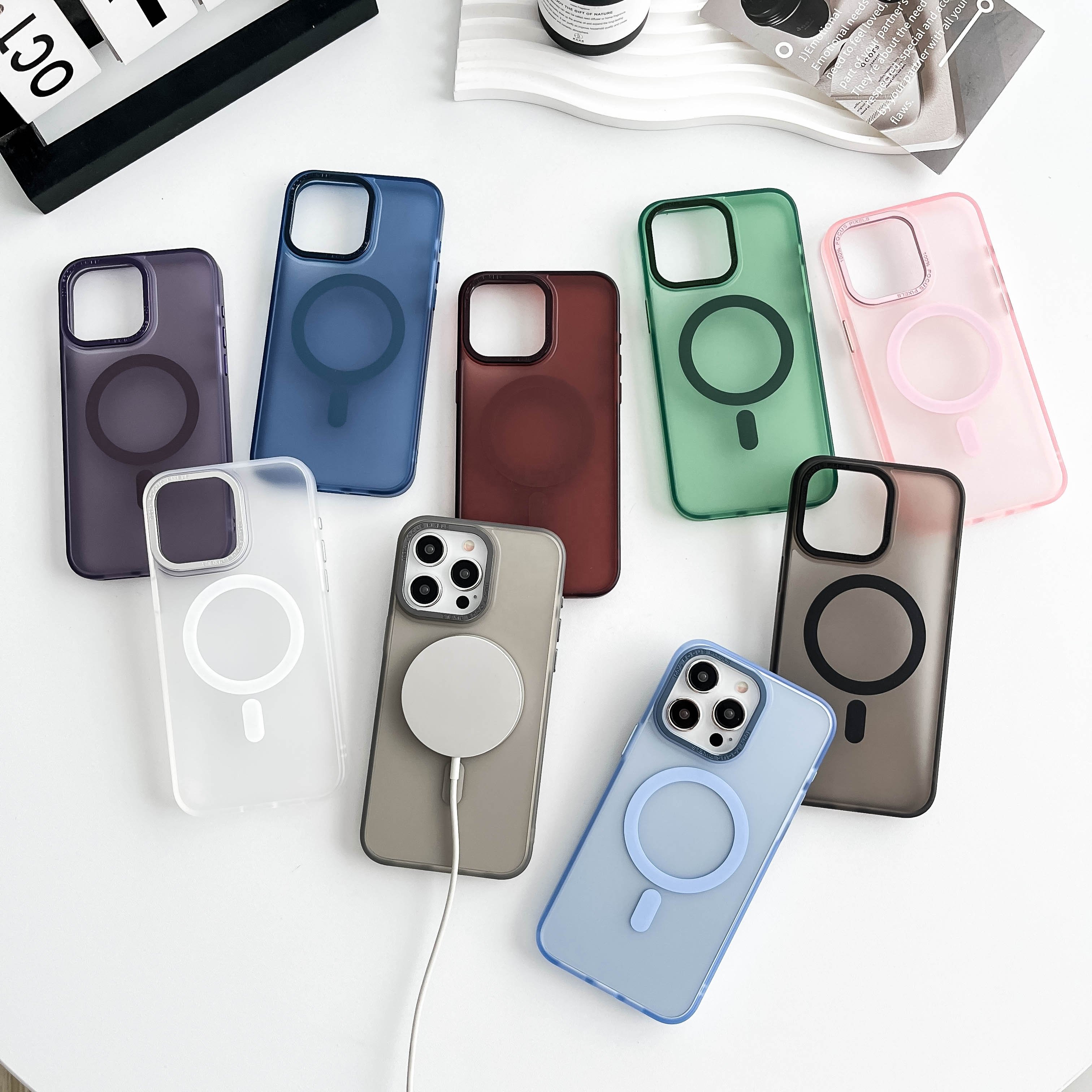 New Deluxe Translucent Waterproof and Shockproof PC With Magnetic Ring Mobile Phone Case For iPhone 16 15 14 13 12 Pro Max Plus