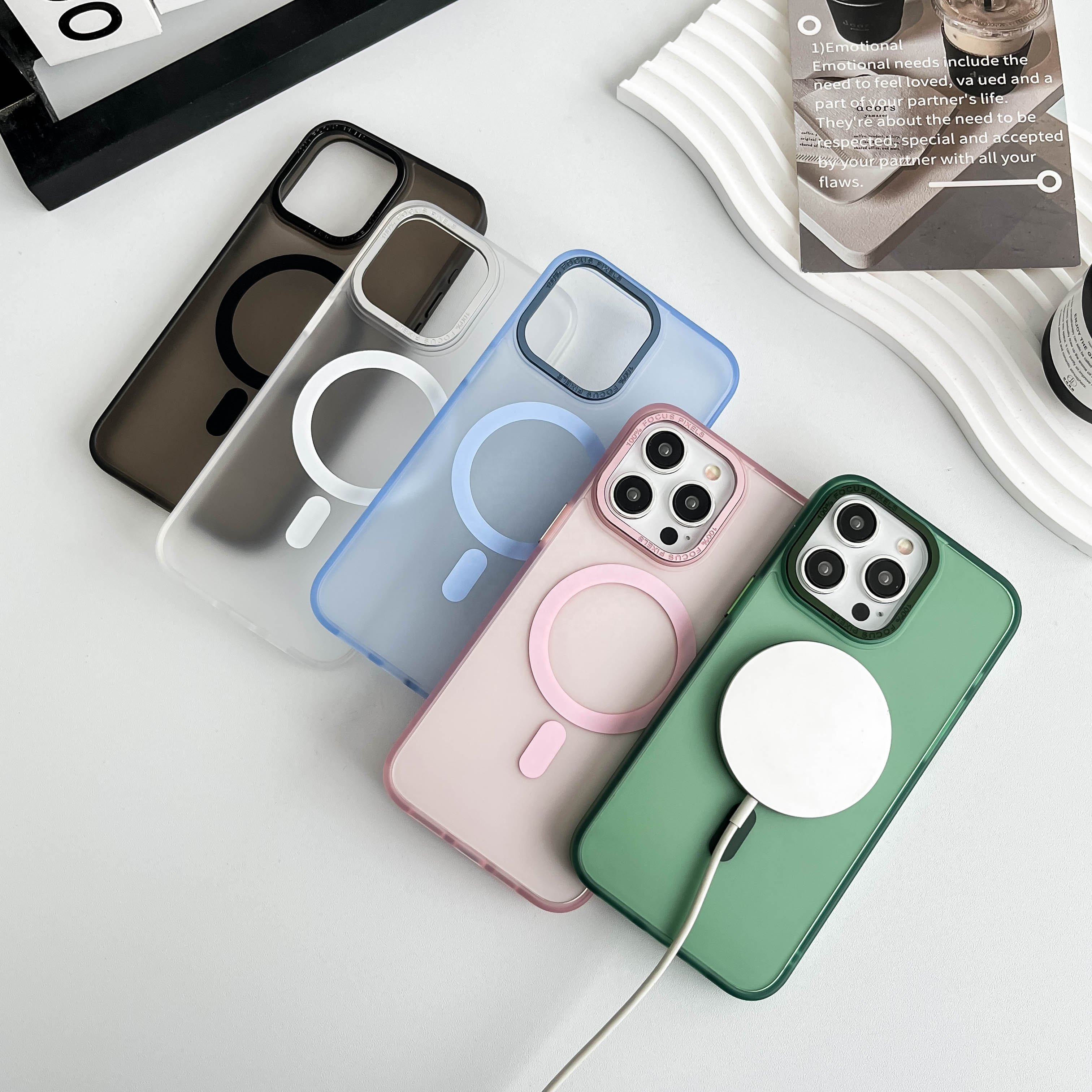 New Deluxe Translucent Waterproof and Shockproof PC With Magnetic Ring Mobile Phone Case For iPhone 16 15 14 13 12 Pro Max Plus