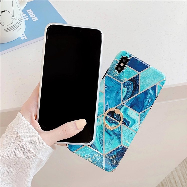 Kickstand Ring holder for iPhone x xr xs chrome splicing bronzing marble Electroplating splicing Mobile phone case cover