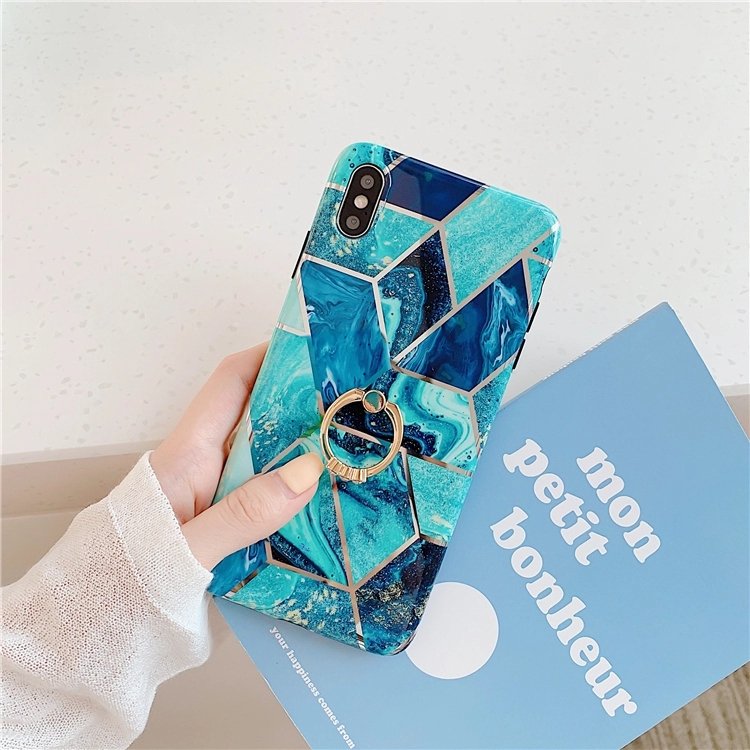 Kickstand Ring holder for iPhone x xr xs chrome splicing bronzing marble Electroplating splicing Mobile phone case cover