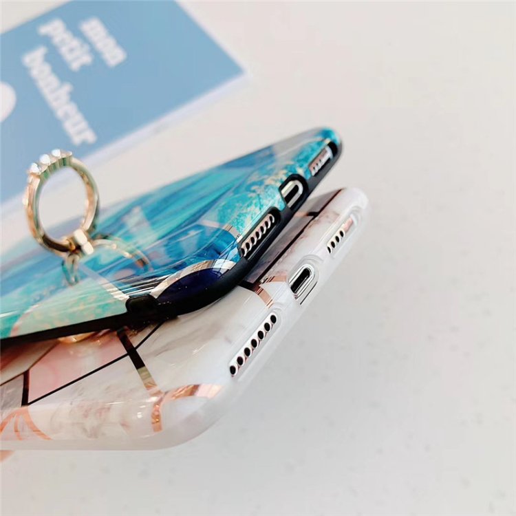 Kickstand Ring holder for iPhone x xr xs chrome splicing bronzing marble Electroplating splicing Mobile phone case cover