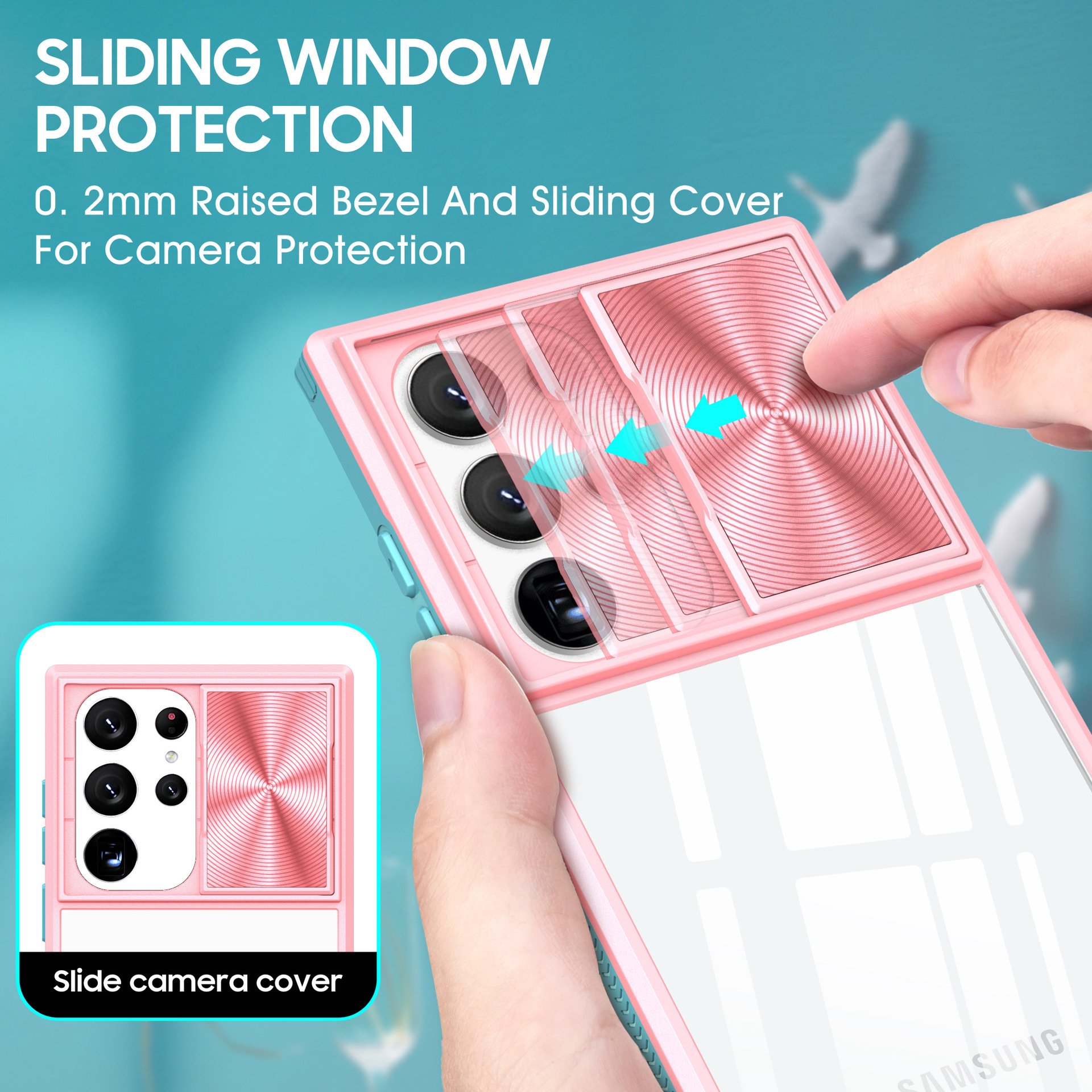 Lucky clear Acrylic Mobile Phone Case For Samsung Galaxy S25 S24 S23 S22 S21 ultra 2 in 1 Push pull Lens Shockproof Back Cover