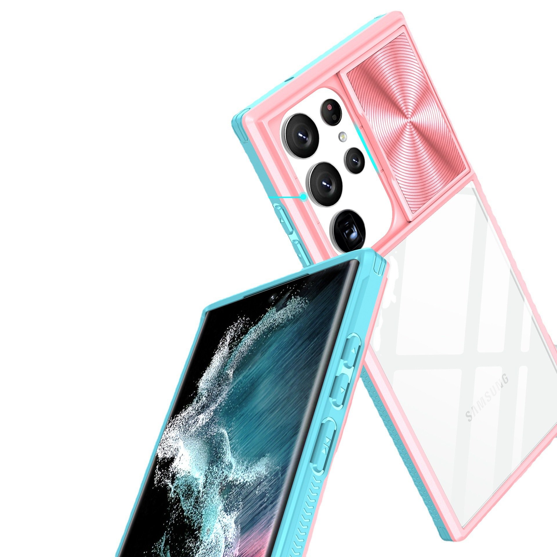 Lucky clear Acrylic Mobile Phone Case For Samsung Galaxy S25 S24 S23 S22 S21 ultra 2 in 1 Push pull Lens Shockproof Back Cover