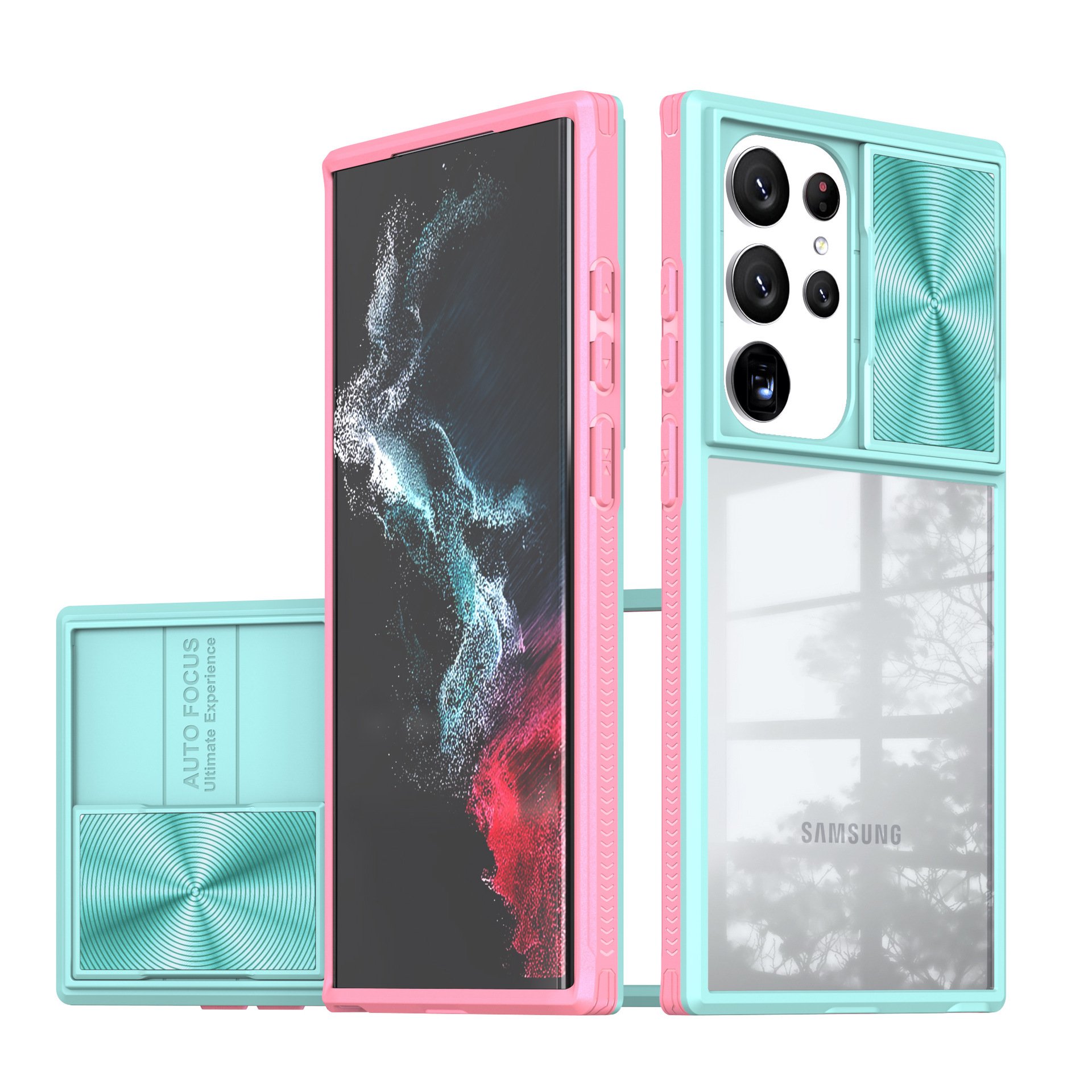 Lucky clear Acrylic Mobile Phone Case For Samsung Galaxy S25 S24 S23 S22 S21 ultra 2 in 1 Push pull Lens Shockproof Back Cover