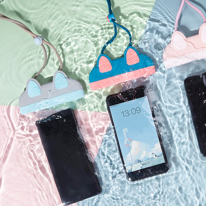 Universal Water Proof PVC Cat ear cute smartphone mobile phone cases waterproof case for mobile phone