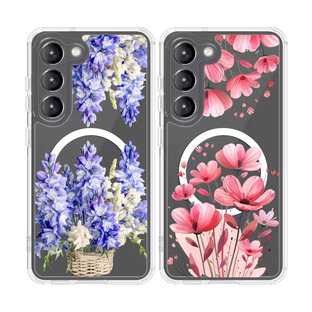 Clear Magnetic Flower hard Phone Case For Samsung Galaxy S23 FE plus