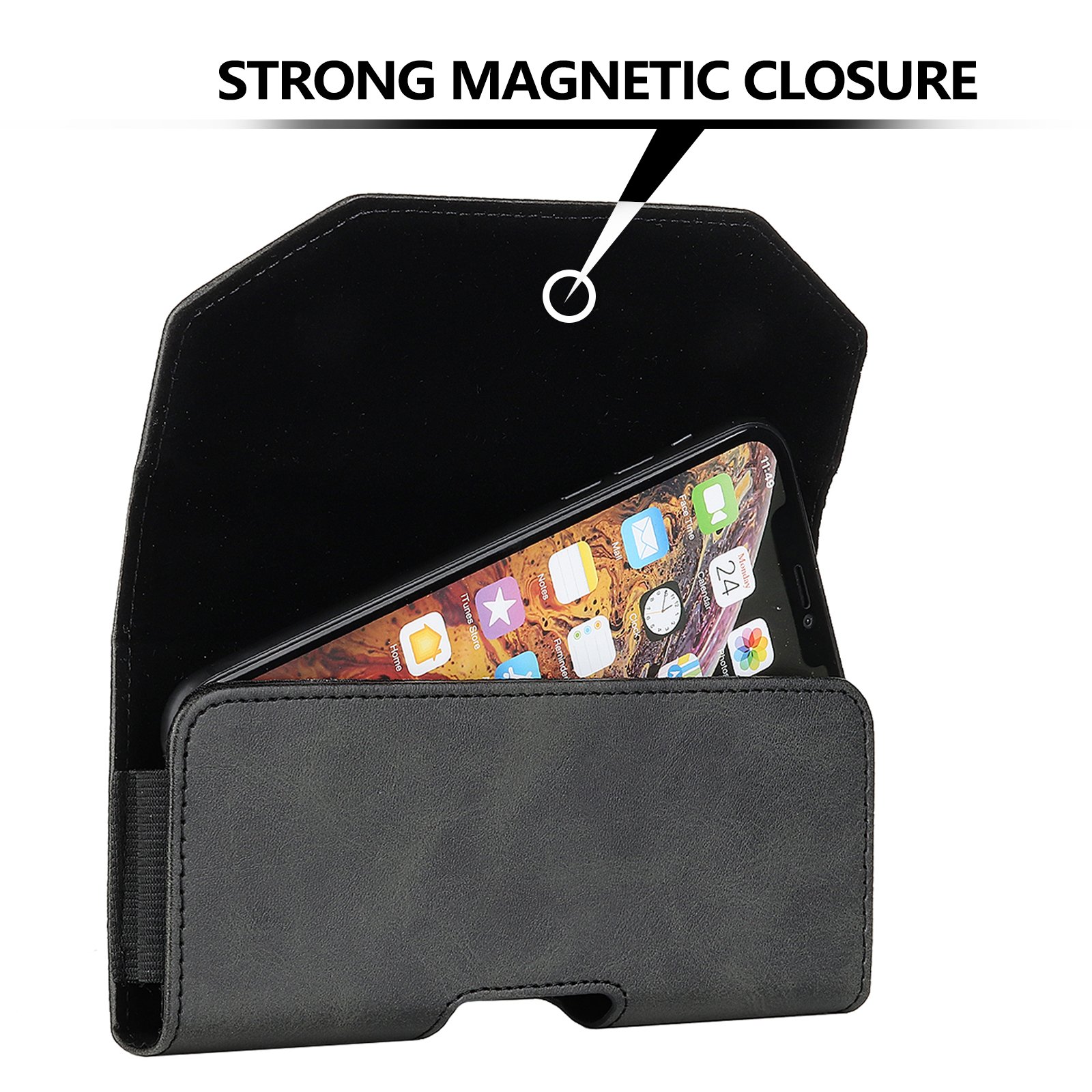 Wallet Flip Cover Mobile Phone Bags For Outdoor Sports Men's Belt Hanging Waist Anti-fall Engineering Leather Case