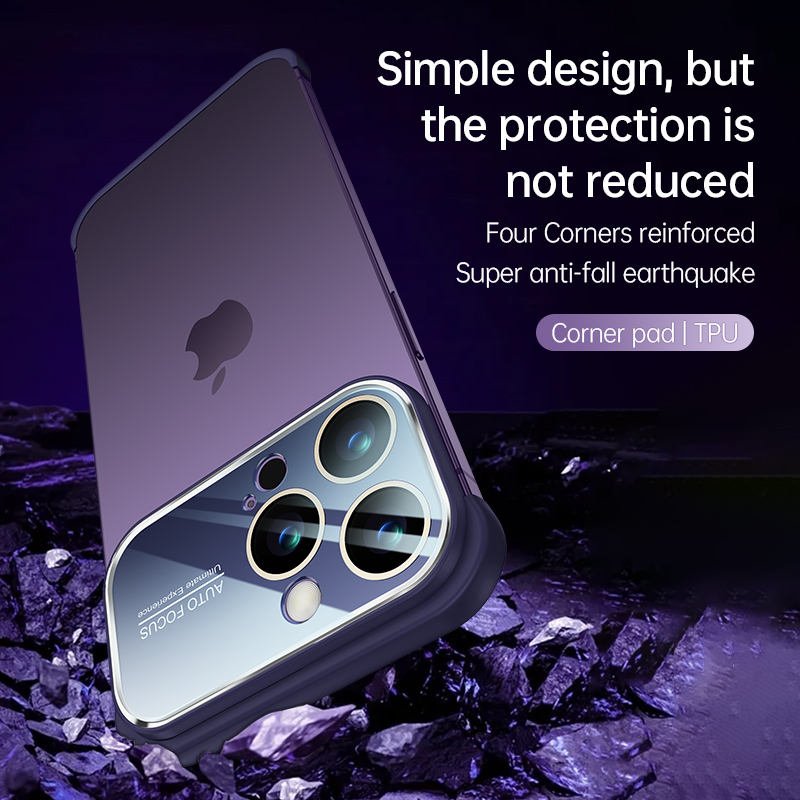 Dropshipping Edge Pad Shockproof TPU Case Large Window Lens Protector for iPhone 14 13 Pro Max 12 Borderless Phone Case