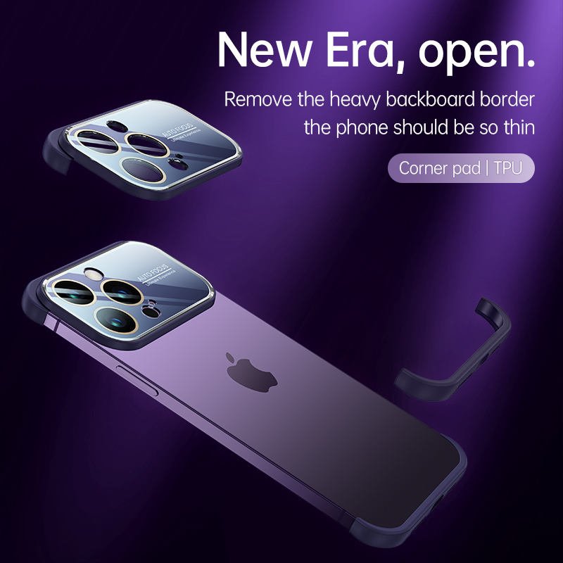 Dropshipping Edge Pad Shockproof TPU Case Large Window Lens Protector for iPhone 14 13 Pro Max 12 Borderless Phone Case