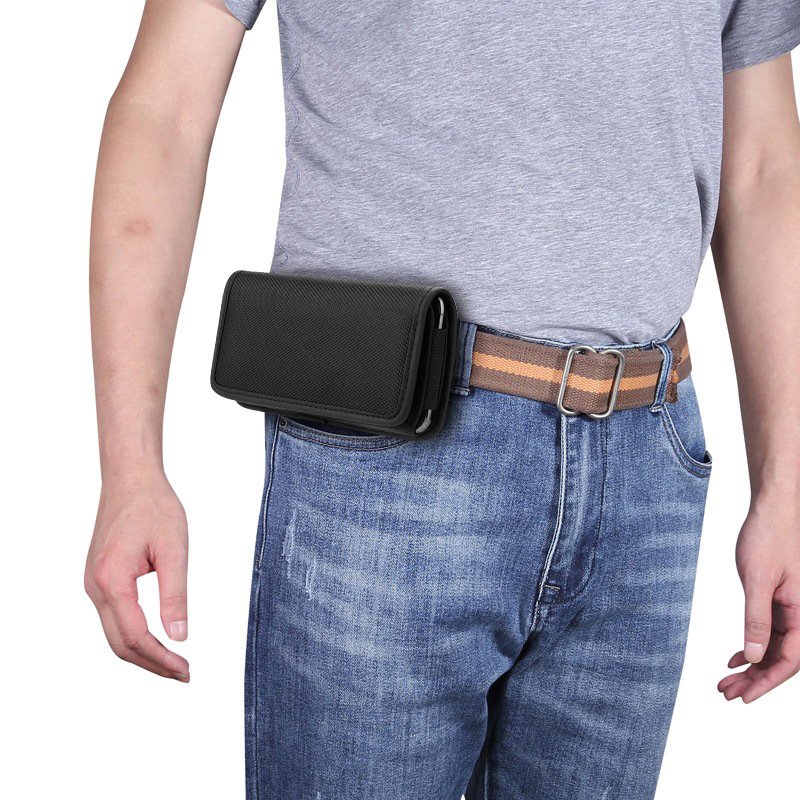 Universal Vertical Horizontal Belt Pouch Oxford Cloth Nylon Fabric Wear Belt Card Insertion Cell Phone Holder Mobile Phone Cases