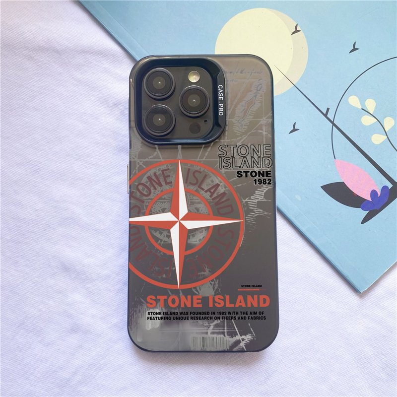 Fashion Trendy Brand Stone Island for Iphone 14 13 12 15 promax Mobile Phone Cases High-end Color Silver IMD Hot Style