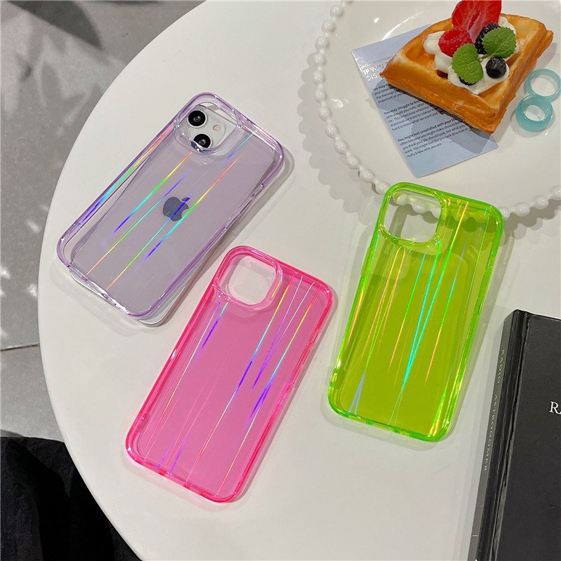 Dazzling Laser Aurora Candy Acrylic Protection Shockproof Mobile Phone Accessories Covers Case For iPhone 11 12 13 14 15 Pro Max