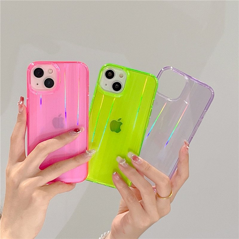 Dazzling Laser Aurora Candy Acrylic Protection Shockproof Mobile Phone Accessories Covers Case For iPhone 11 12 13 14 15 Pro Max