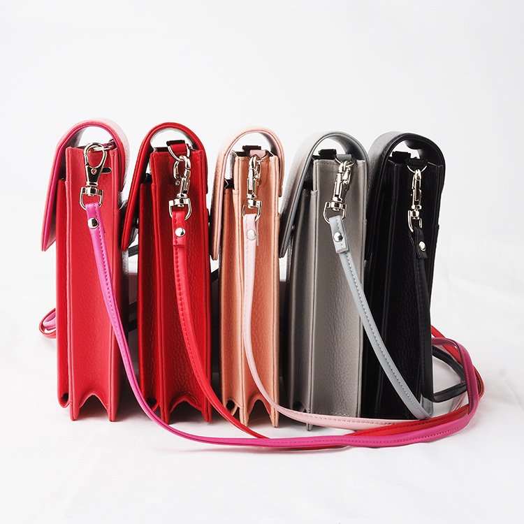 Genuine Leather Mobile Phone Case, Phone Case with Long Handle for Women