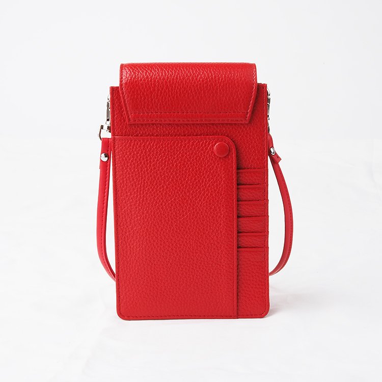 Genuine Leather Mobile Phone Case, Phone Case with Long Handle for Women