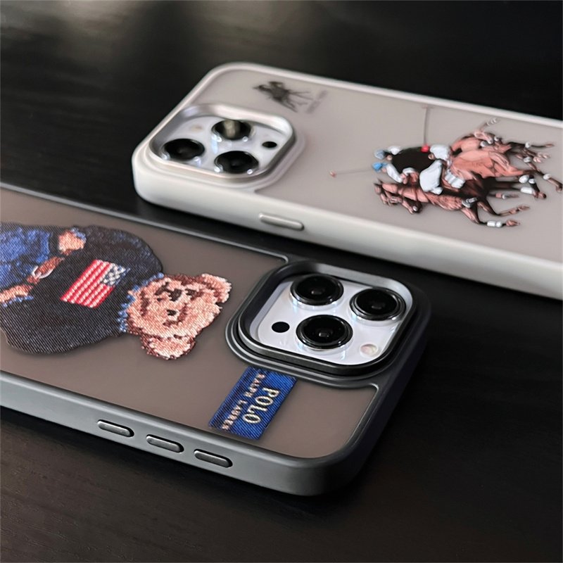Popular fashion brand bear polo frosted PC matte phone case for iphone 15 14 13 12 11pro/pro max