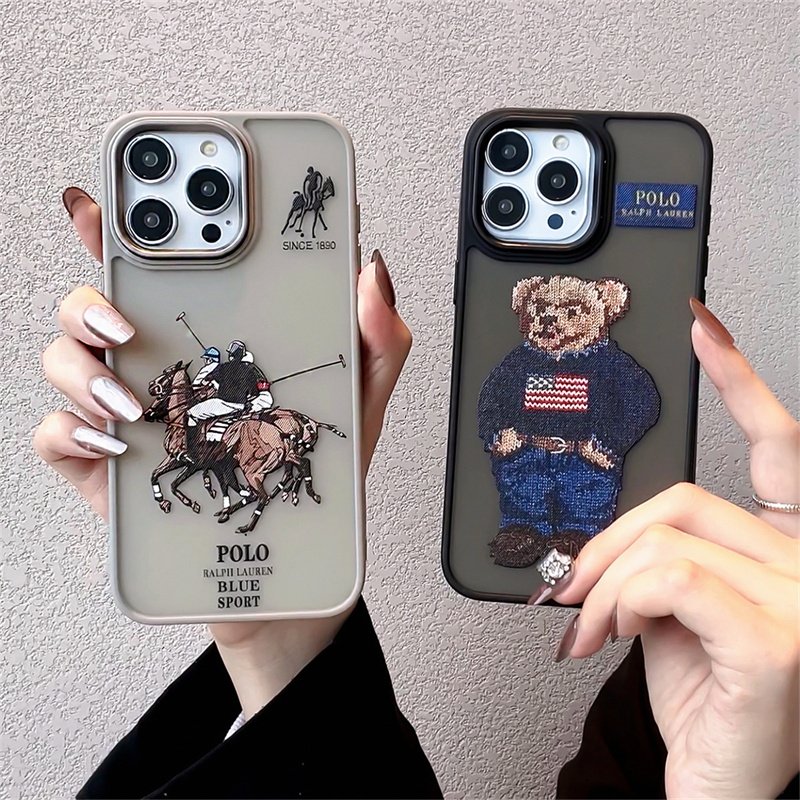 Popular fashion brand bear polo frosted PC matte phone case for iphone 15 14 13 12 11pro/pro max