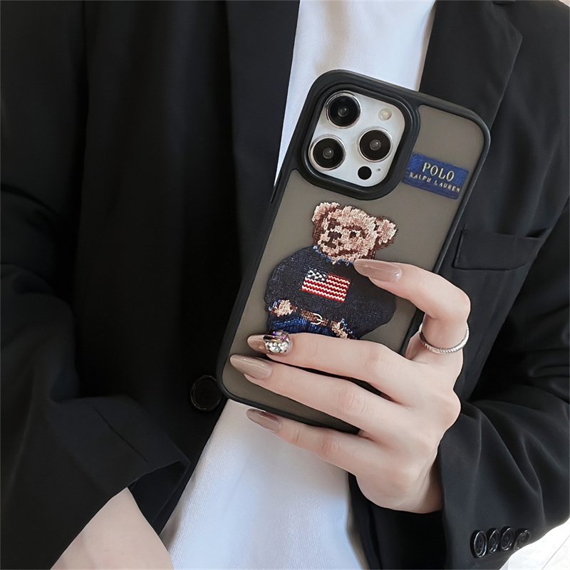 Popular fashion brand bear polo frosted PC matte phone case for iphone 15 14 13 12 11pro/pro max