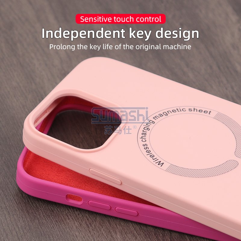 2023 Hot Sale Wireless Charging Magnetic Cover Color Soft liquid Silicone Mobile Phone Case For Iphone 13 14 Pro Max