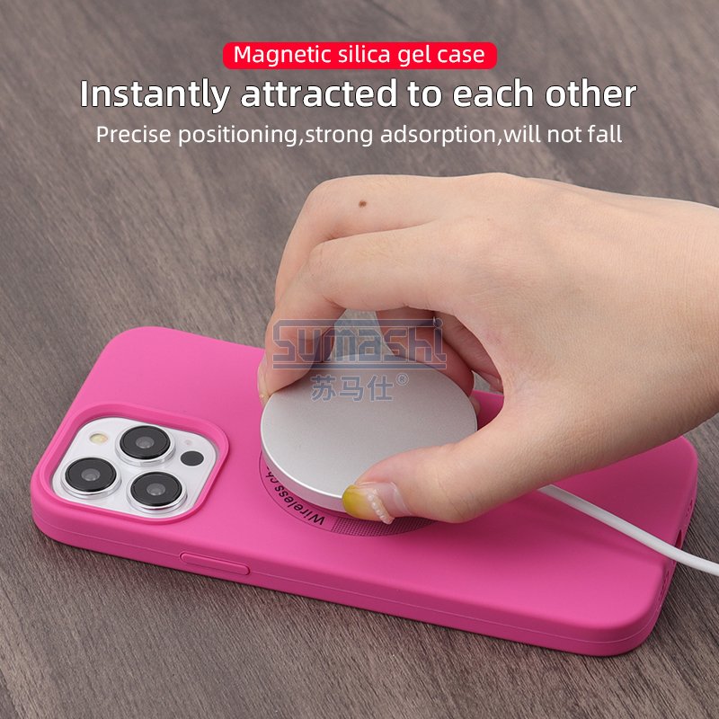 2023 Hot Sale Wireless Charging Magnetic Cover Color Soft liquid Silicone Mobile Phone Case For Iphone 13 14 Pro Max