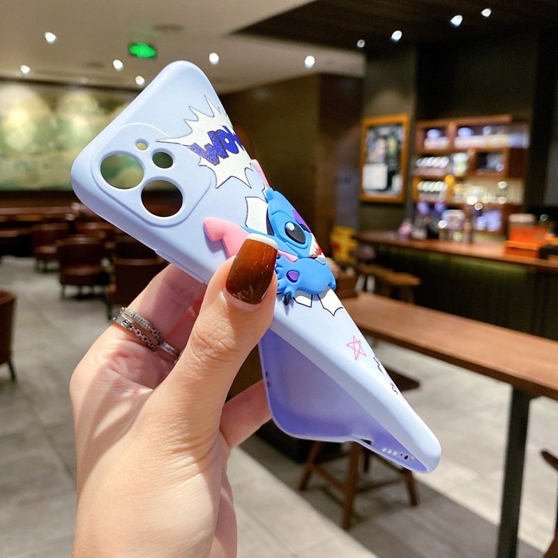 Cute 3D Stitch Silicone Mobile Phone Case For iPhone 15 14 13 12 11 Pro max Doll Cartoon Stitch Rubber Shockproof Back Cover