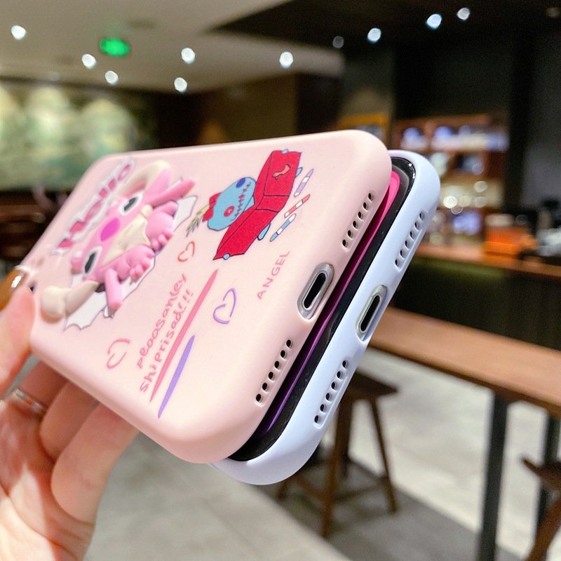 Cute 3D Stitch Silicone Mobile Phone Case For iPhone 15 14 13 12 11 Pro max Doll Cartoon Stitch Rubber Shockproof Back Cover