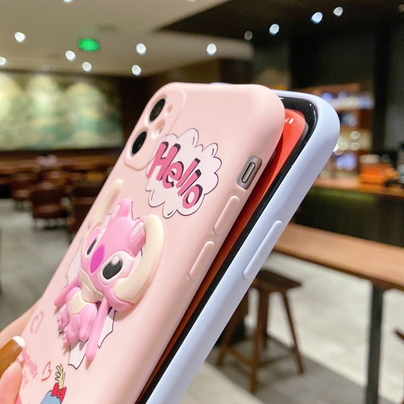 Cute 3D Stitch Silicone Mobile Phone Case For iPhone 15 14 13 12 11 Pro max Doll Cartoon Stitch Rubber Shockproof Back Cover