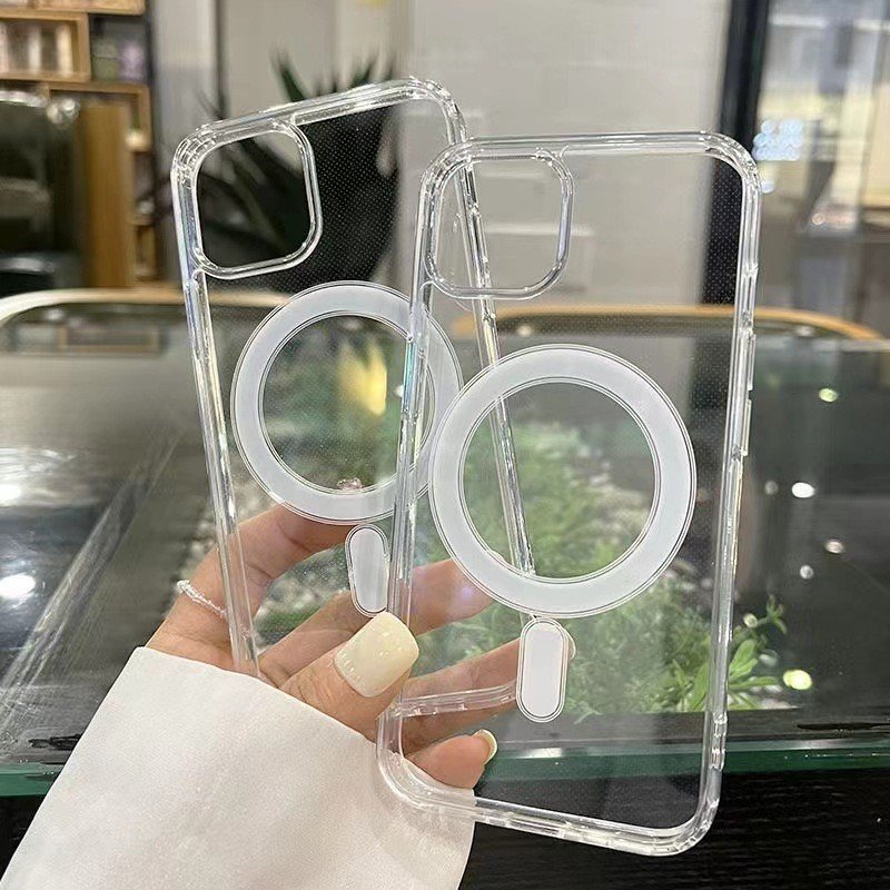 Original Transparent Magnetic Wireless Charging Phone Case For iPhone 16 15 Pro max 13 12 14 Plus 11 Pro Max Acrylic Clear Cover