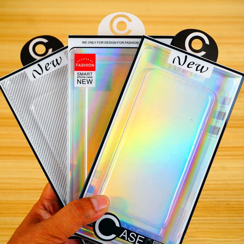 Custom Logo Transparent Laser Phone Cover PVC Plastic Packages Box Mobile Phone Case Blister Packaging Box for iPhone 16 15