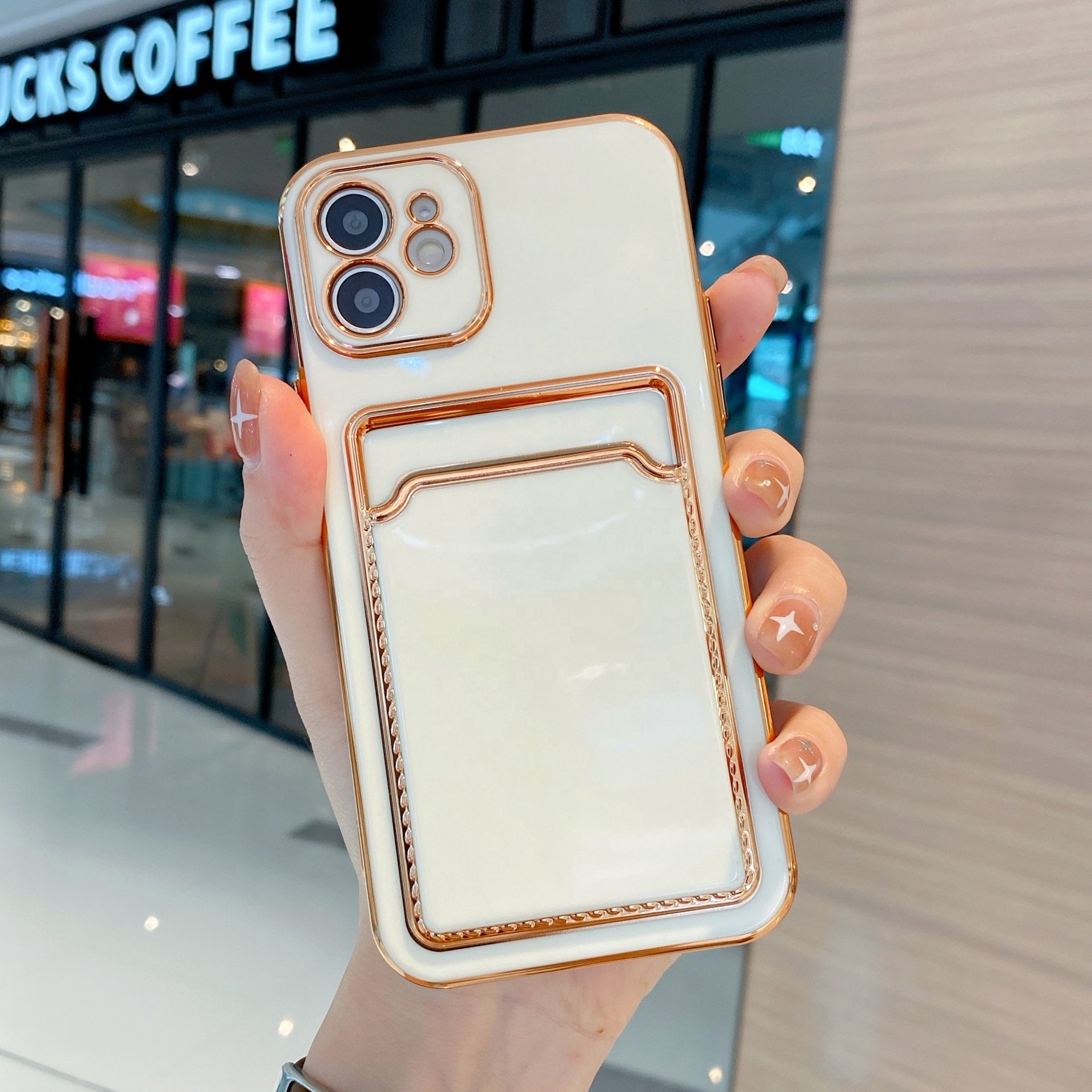 2024 Luxury Plating TPU Phone Case Credit Card Holder Pocket Wallet Phone Case for iPhone 16 15 14 13 12 11 Pro Max Case Cover