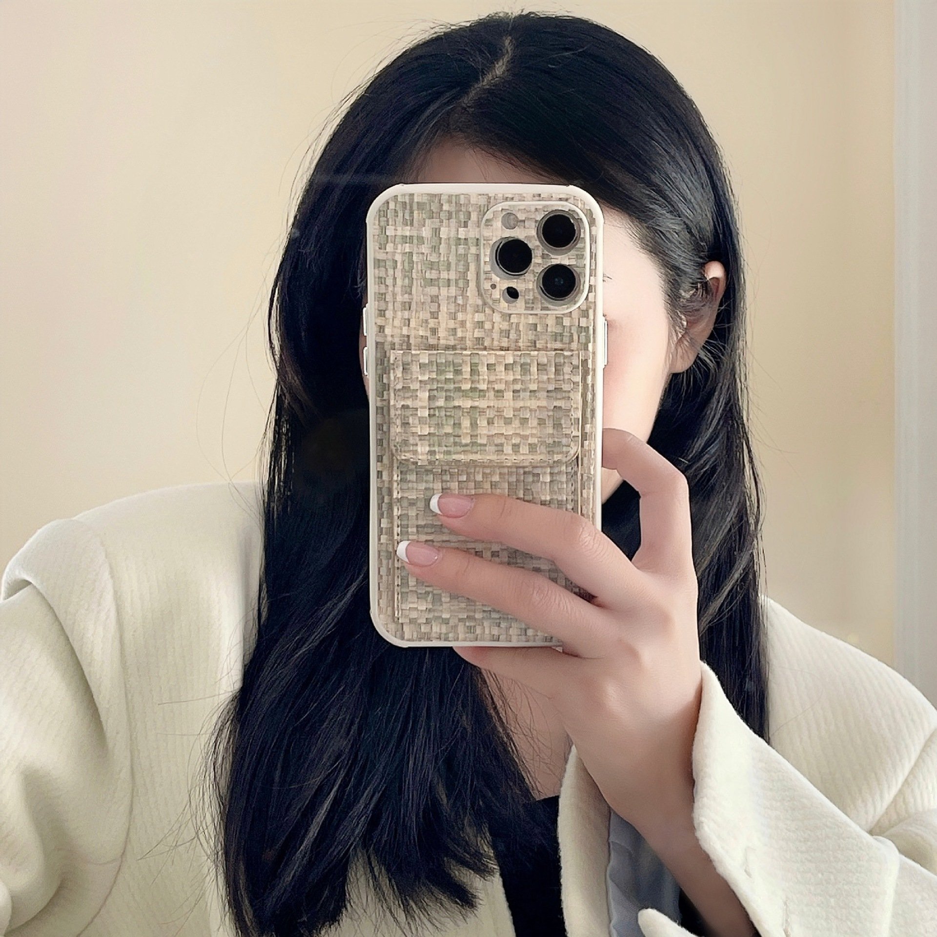Popular Card Bag Woven Pattern Women's phone case for iphone Xr Xs 11 12 13 14 15 Pro Max Cell Cover funda