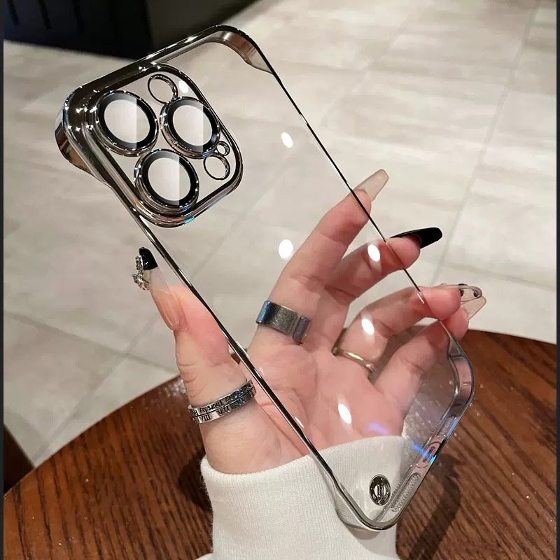 For iPhone 16 Pro Case Borderless Frameless Shell for iPhone 13 14 Frameless Case Transparent for iPhone 15 Ultra Slim Case PC