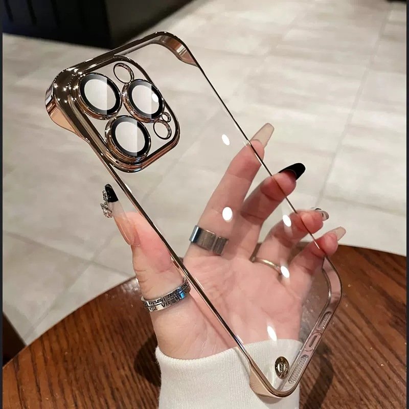 For iPhone 16 Pro Case Borderless Frameless Shell for iPhone 13 14 Frameless Case Transparent for iPhone 15 Ultra Slim Case PC