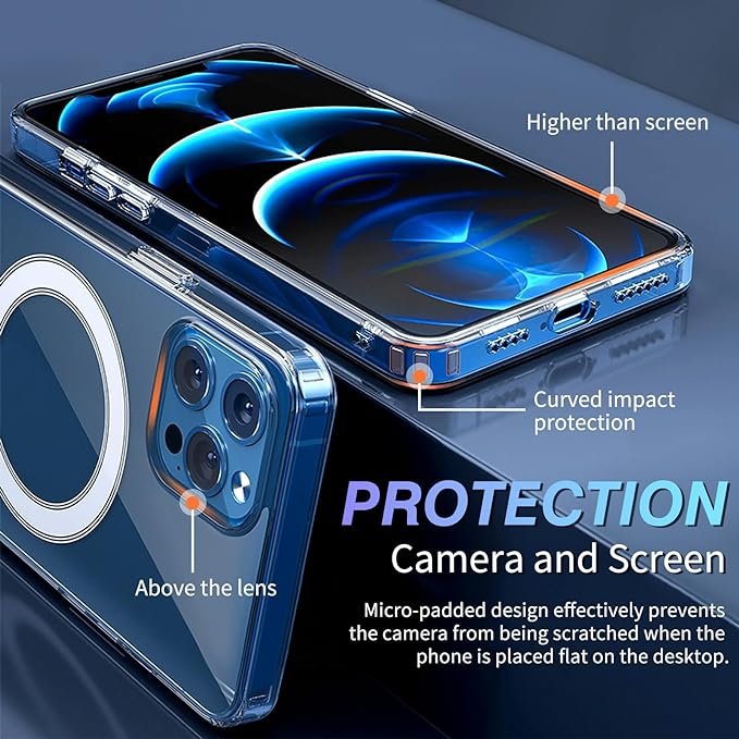 Acrylic Shockproof Protection Wireless Charging Phone Case Clear TPU for Iphone 13 14 15 Pro Max Magnetic Phone Case 1 Piece