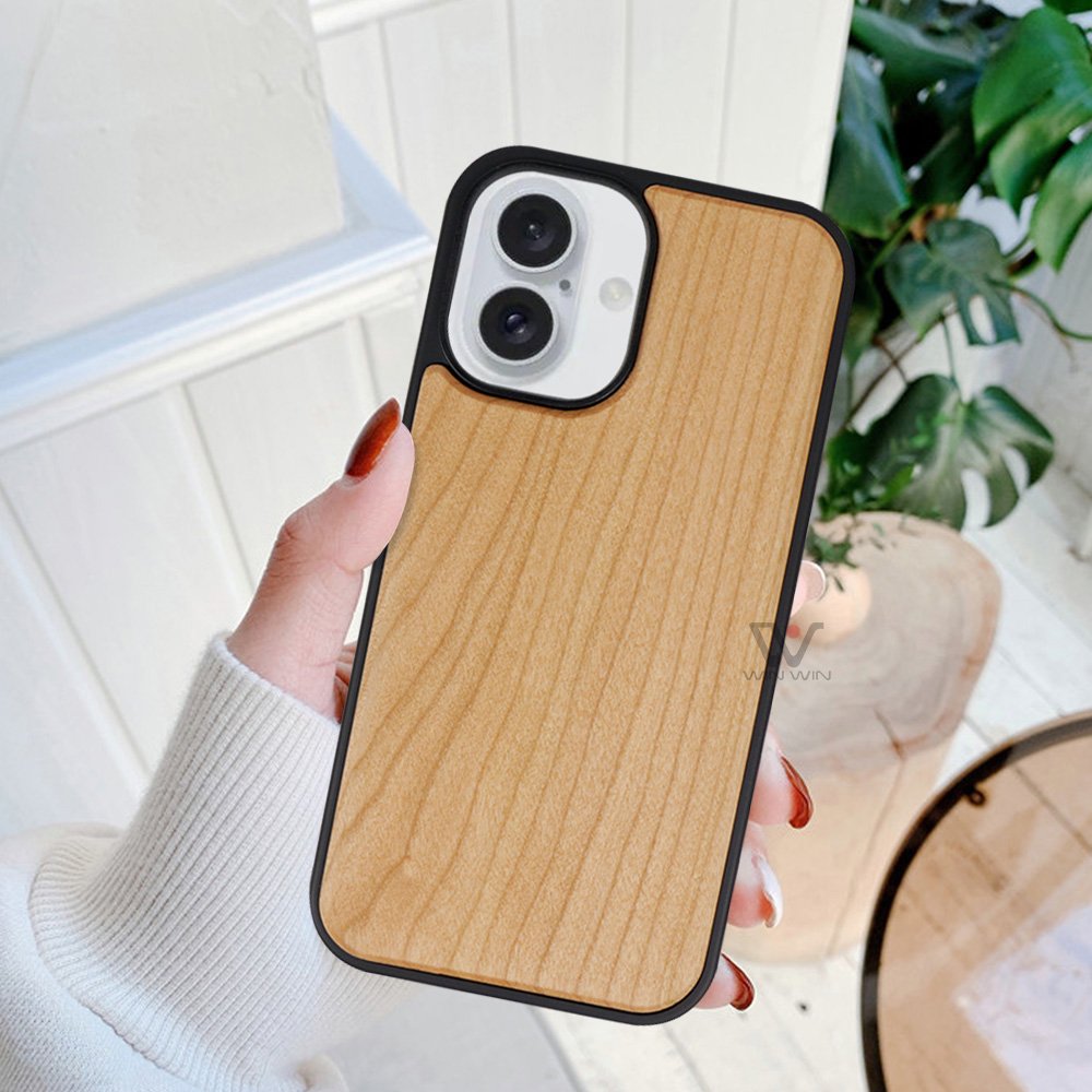 Hot Sale Printing Cherry Wood Mobile Phone Case for iPhone 8 Full Protective TPU Frame Wooden Phone Coque