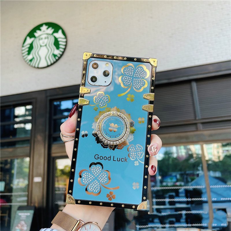 Quadrate Glitter Bling Shockproof Phone Case For Samsung Galaxy S24 S23 S22 Ultra Plus Diamond Rhinestone Holder Luxury Back Cover