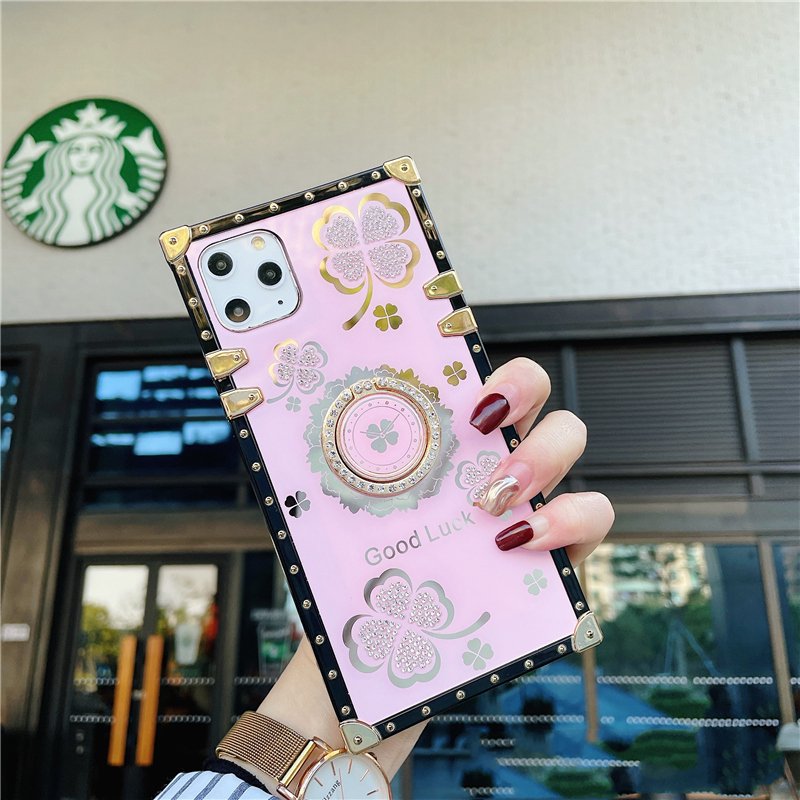 Quadrate Glitter Bling Shockproof Phone Case For Samsung Galaxy S24 S23 S22 Ultra Plus Diamond Rhinestone Holder Luxury Back Cover