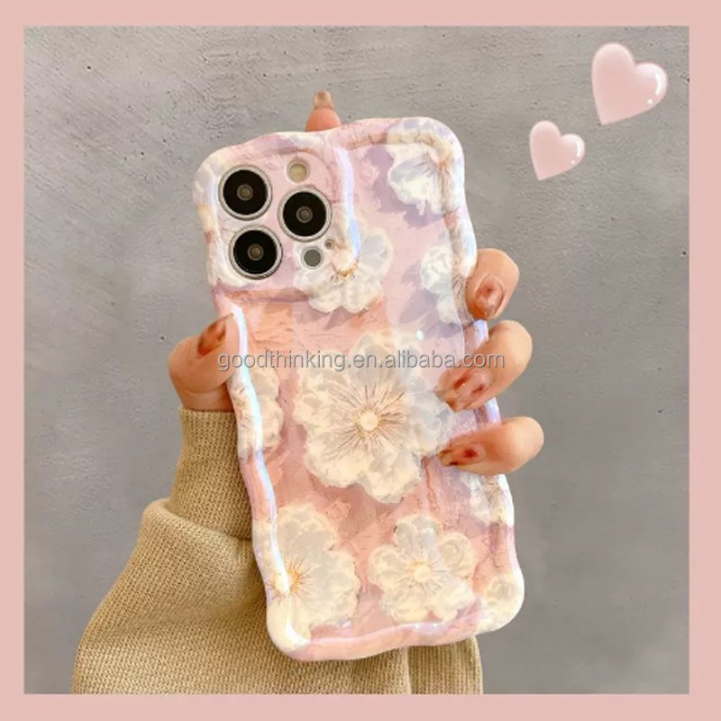mobile phone protect case woman fashion flower oil painting design silicone soft cover cellphone accessories phone case